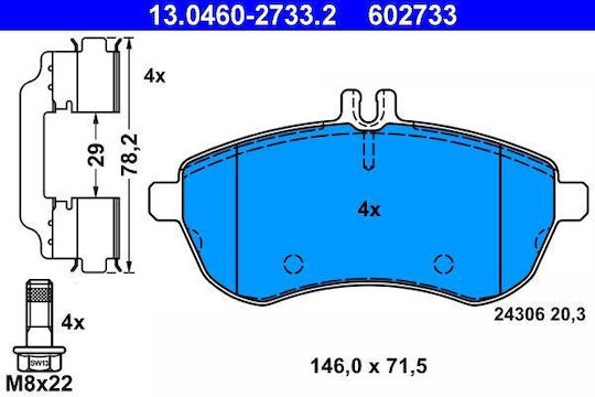Mercedes-benz C-class W204 Ate Brake Pads 13046027332
