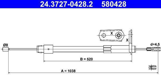 Handbrake Cable Mercedes-benz A-class W168 Ate 24372704282
