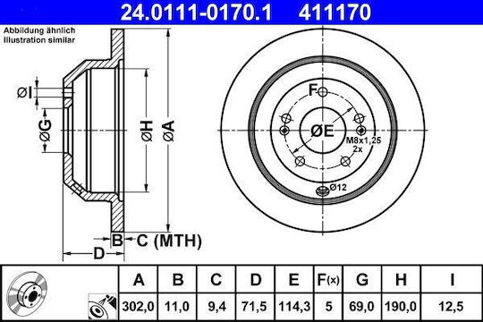 Disc de frână față Hyundai Grand Santa Fé Ate 24011101701