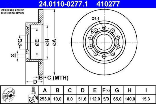 Brake Disc Audi A3 8p1 Ate 24011002771