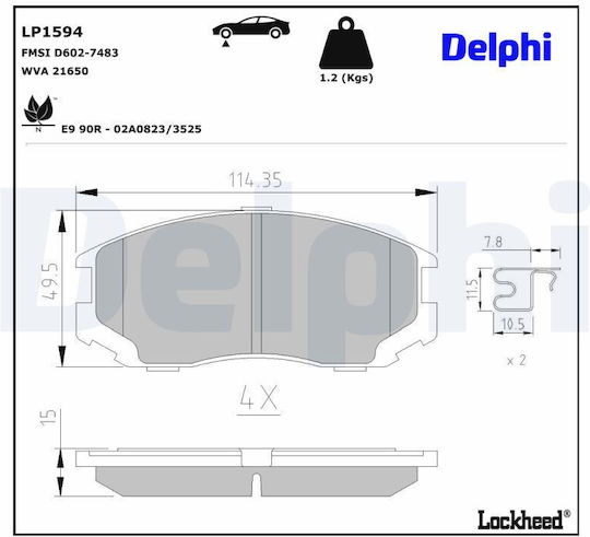 Delphi Brake Pad Front for Mitsubishi Colt / Eclipse / Galant / Lancer