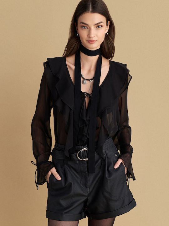 Women's Leather Shorts Black