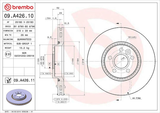 Disc de frână Ford Galaxy Wa6 Brembo 09a42611