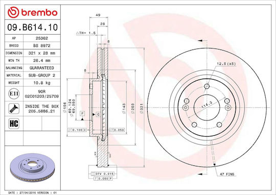 Hyundai Grand Santa Fé Brembo Brake Disc 09b61410