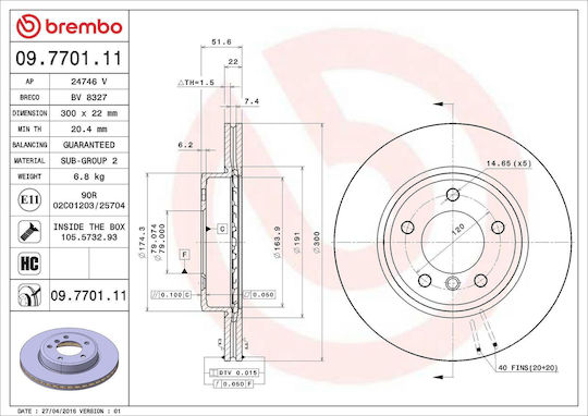 Bmw Z3 E36 Brembo 09770111 Brake Disc