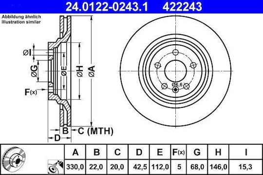 Brake Disc Audi A6 4f2 C6 Ate 24012202431