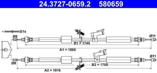 Cablu de frână de mână Ford C-max Dm2 Ate 24372706592