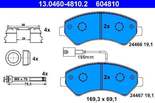 Brake Pads Citroen Jumper Bus Ate 13046048102