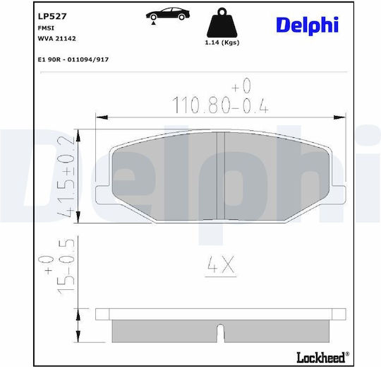 Delphi Plăcuță de frână Spate pentru Volkswagen Santana