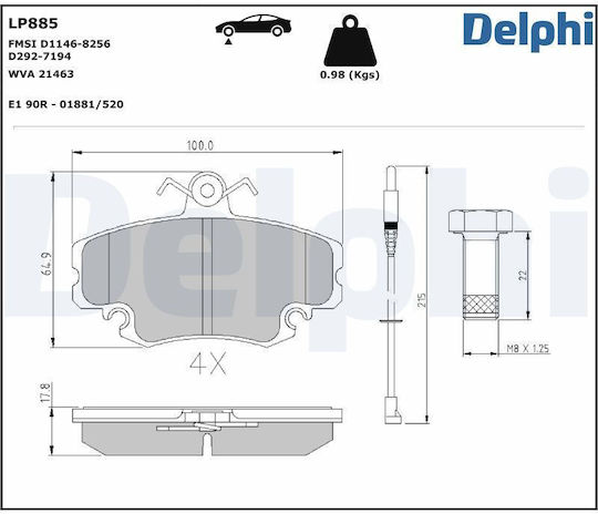 Delphi Σετ Τακάκια για Renault Alpine