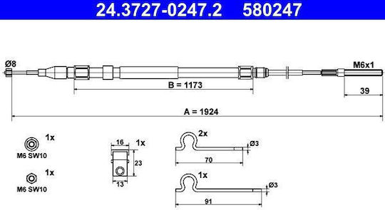 Bmw 5 E39 Ate Handbremsseil 24372702472