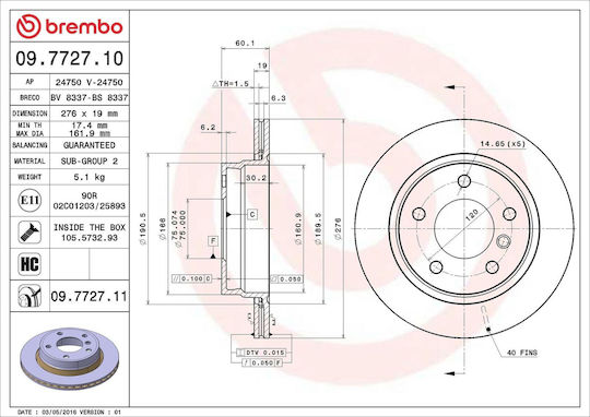 Bmw 3 E46 Brembo 09772711 Bremsscheibe