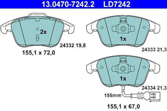 Brake Pads Audi Q3 8u Ate 13047072422