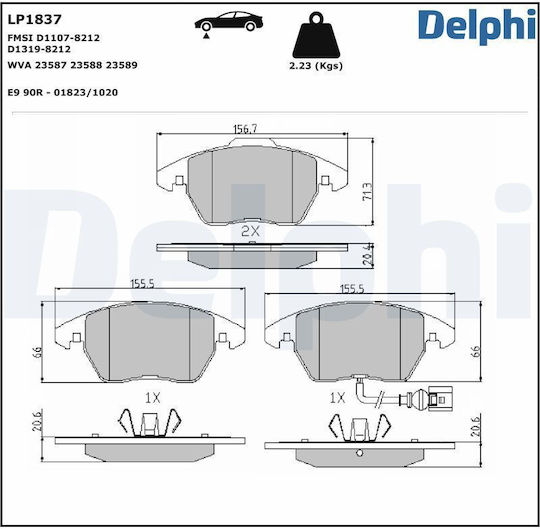 Delphi Σετ Τακάκια Εμπρός για Bentley Continental
