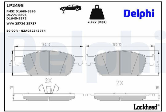 Delphi Bremsbelag Hinten für Bentley Kontinental
