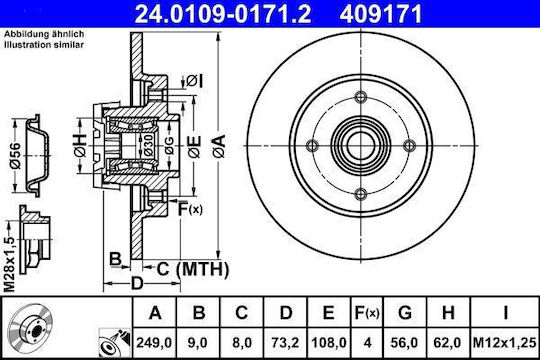Disc de frână Citroen C4 II B7 ATE 24010901712