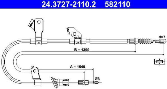 Cablu de frână de mână Mitsubishi Colt Czc Cabriolet Rg Ate 24372721102