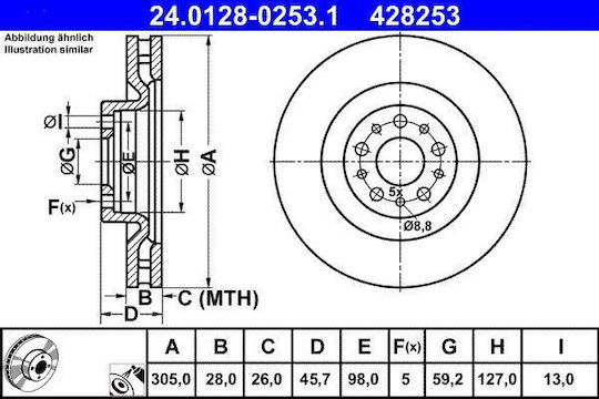 Brake Disc Fiat 500l 199 Ate 24012802531