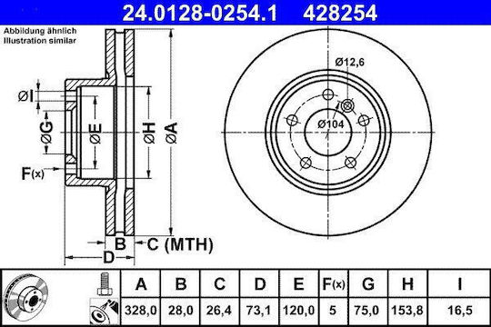 Disc de frână Ate pentru Bmw X3 F25 24012802541