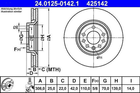 Opel Adam Brake Disc Ate 24012501421