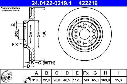 Brake Disc Audi A3 8p1 Ate 24012202191