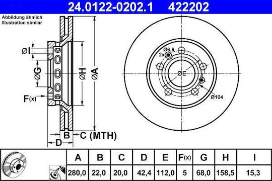 Brake Disc Audi A8 4e Ate 24012202021