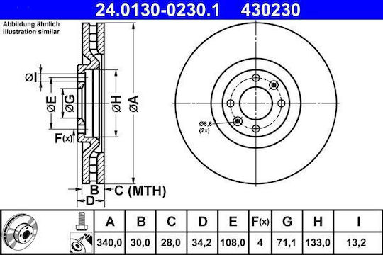 Citroen Ds4 Bremsscheibe Ate 24013002301