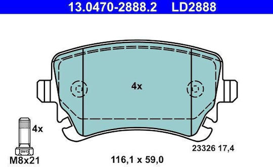 Brake Pads Audi A4 8e2 B6 Ate 13047028882