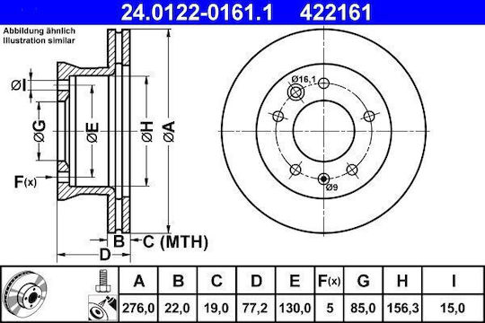 Brake Disc Mercedes-benz Sprinter 2-t Bus 901 902 Ate 24012201611