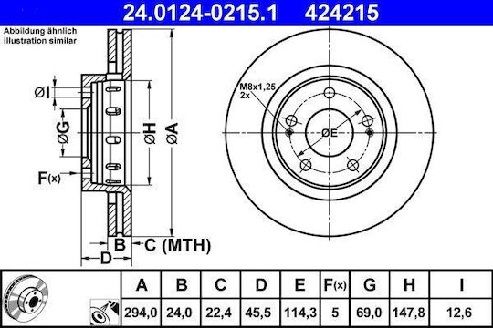 Bremsenscheibe Citroen C-Crosser EP ATE 24012402151