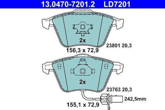 Plăcuțe de frână Audi A4 8e2 B6 Ate 13047072012