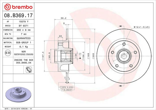 Renault Fluence L30 Brembo Bremsscheibe 08b36917