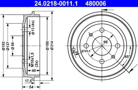 Барабанна спирачка Fiat 500 312 Ate 24021800111