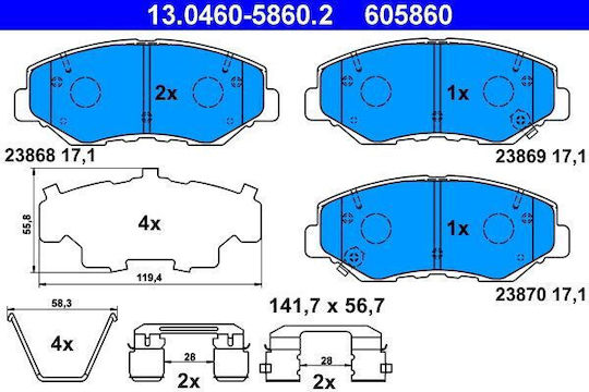 Brake Pads Honda Cr-v Ii Rd Ate 13046058602