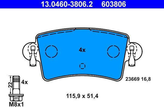 Brake Pads Nissan Interstar Bus X70 Ate 13046038062