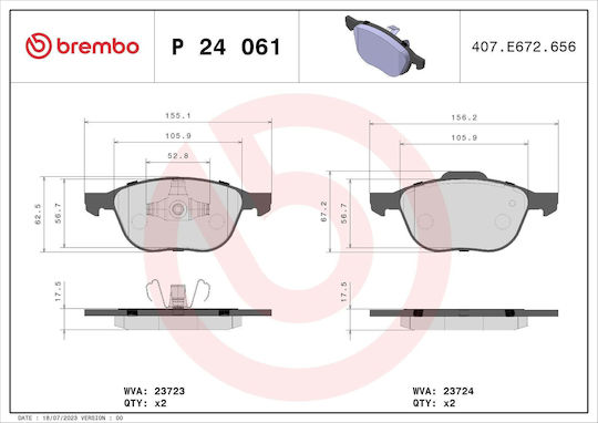 Bremsbeläge Ford C-max Dm2 Brembo P24061