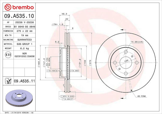 Toyota Yaris Nhp13 Nsp13 Ncp13 Ksp13 Nlp13 Disc de frână Brembo 09a53511