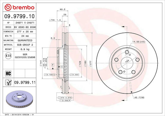 Disc de frână Toyota Avensis Sedan T25 Brembo 09979911