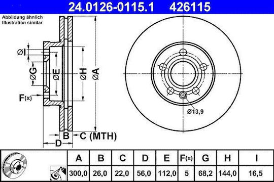 Disc de frână Ford Galaxy WGR ATE 24012601151