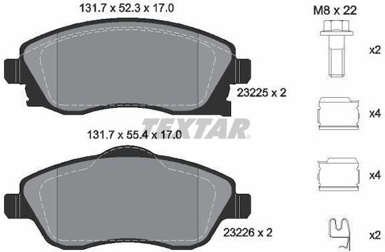 Textar Σετ Τακάκια Εμπρός 4τμχ για Opel Campo / Corsa / Meriva / Tigra