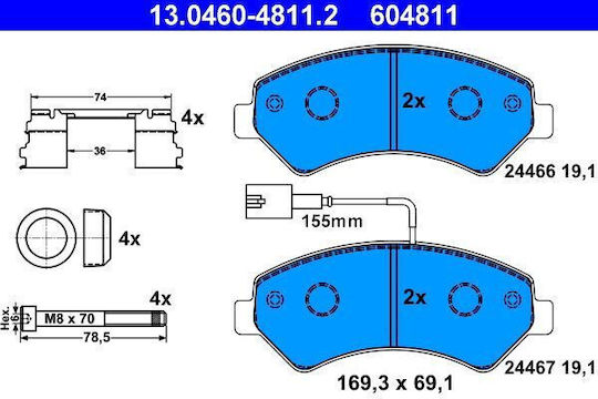 Ate Brake Pad Front 4pcs for Citroen Jumper Fiat Ducato Peugeot Boxer