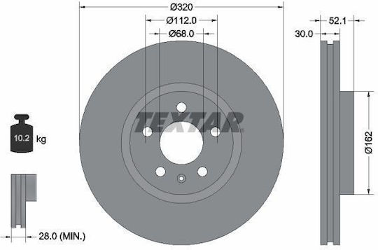 Textar Δισκόπλακα Εμπρός 1τμχ για Audi A4 Honda e