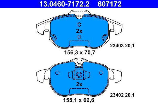 Ate Σετ Τακάκια Εμπρός 4τμχ για Opel Astra / Vectra / Zafira Saab 9-3
