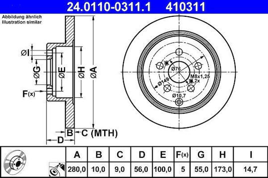 Brake Disc Toyota Avensis T25 Ate 24011003111