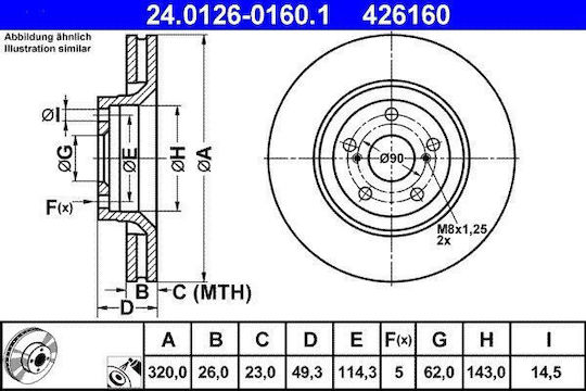 Brake Disc Toyota Avensis Combi Zrt27 Adt27 Ate 24012601601