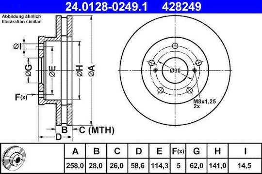 Disc de frână Toyota Hilux III Pick-up Kun TGN LAN GGN ATE 24012802491