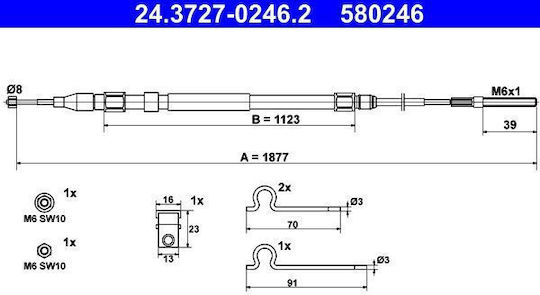 Bmw 5 E39 Ate Handbrake Cable 24372702462