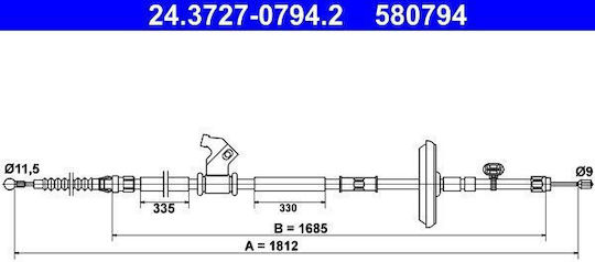 Handbrake Cable Chevrolet Cruze J300 Ate 24372707942