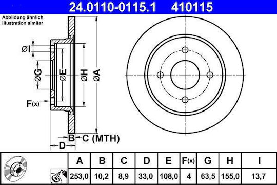 Ford Fiesta V Jh Jd Ate 24011001151 Bremsscheibe