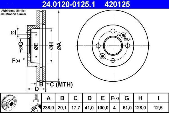 Renault Clio I B C57 5 357 Brake Disc Ate 24012001251